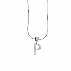  Monogram P Silver 925 Necklace with Zircon Stones AJ (AM0007)