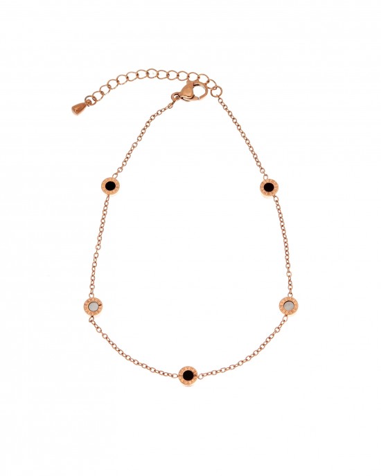 Foot Chain with Steel Stones in Pink Gold AJ (APK0018RX)