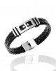  Men's Cross Leather and Steel Bracelet in Silver AJ (BDA0001)