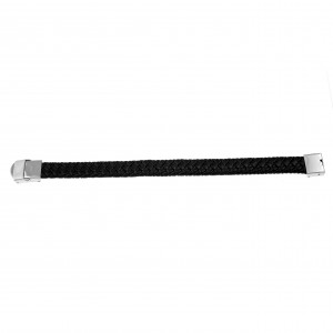 Men's Leather Knitted Bracelet Black AJ (BDA0002)