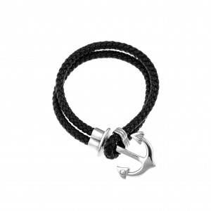  Men's Leather Anchor Bracelet from Steel AJ (BDA0005)