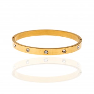 Stainless Steel Bracelet with Gold Stones AJ (BK0019X)