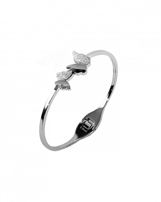 Sterling silver bracelet with diamonds and butterflies BK0020A