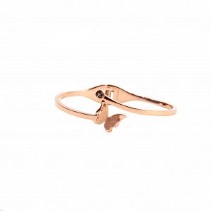 Steel handcuffs with butterfly design in pink gold BK0023RX