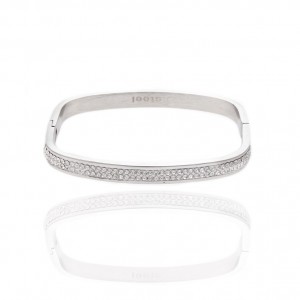 Women's Bracelet with Steel Stones in Silver (BK0077A)