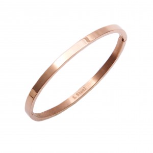 Women's Handmade Bracelet Opened by Steel in Pink Gold AJ (BK0083RX)