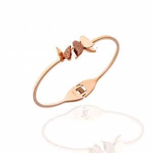 Women's Bracelet with Butterflies in Pink Gold Color AJ (BK0085RX)