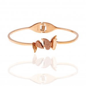 Women's Bracelet with Butterflies in Pink Gold Color AJ (BK0085RX)