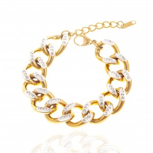  Steel Bracelet in Yellow Gold with Stones AJ(BK0203X)