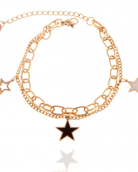  Women's Steel Bracelet in pink Gold with Stones AJ (BK0207RX)