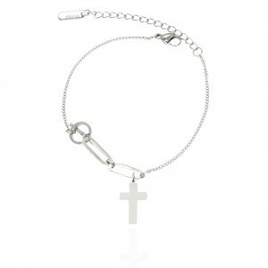 Chain Bracelet-Cross from Steel to Silver AJ (BK0239A)