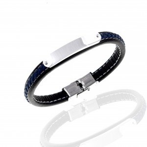 Men's Leather Bracelet from Steel to Silver AJ (BKA0098A)