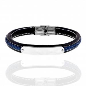 Men's Leather Bracelet from Steel to Silver AJ (BKA0098A)