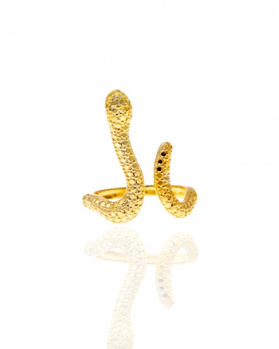 Ασημένιο 925-Δαχτυλίδι Γυναικείο Φίδι σε Χρυσό AJ(DA0055X)
