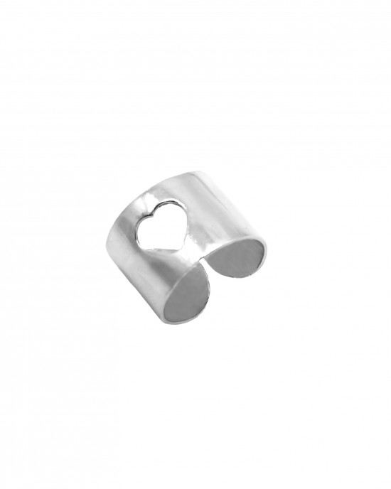 Ασημένιο 925 Δαχτυλίδι-Σεβαλιέ-Καρδιά σε Ασημί AJ(DA0080A)