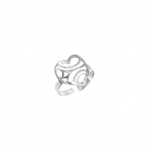 Ασημένιο 925 Δαχτυλίδι με Σχέδιο Καρδιάς  σε Ασημί AJ(DA0087A)