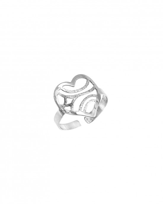 Ασημένιο 925 Δαχτυλίδι με Σχέδιο Καρδιάς  σε Ασημί AJ(DA0087A)
