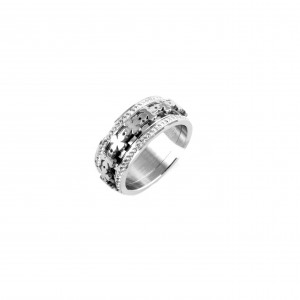 Women's steel ring in silver color with zircon AJ(DK0001A)