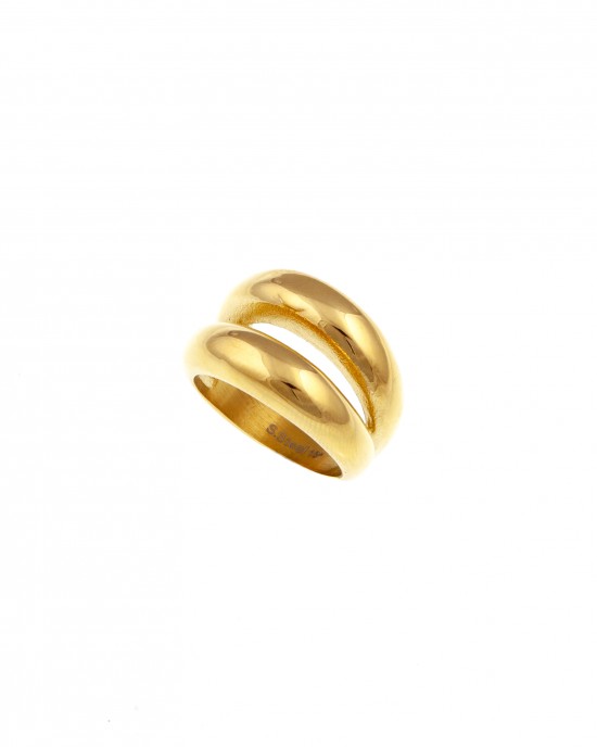 Δαχτυλίδι Γυναικείο από Ατσάλι σε Κίτρινο Χρυσό AJ(DK0018X) 