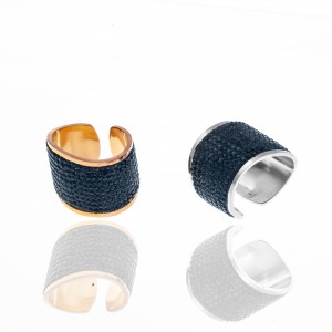 Women's Ring-Chevalier with Steel Stones in Rose Gold AJ(DK0023RX)