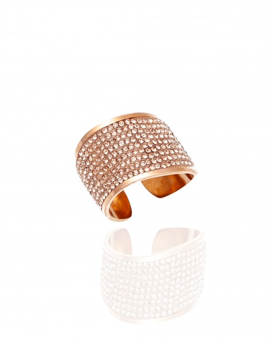 Δαχτυλίδι-Σεβαλιέ Γυναικείο από Ατσάλι σε Ροζ Χρυσό AJ(DK0028RX)