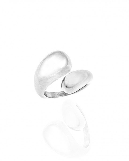 Δαχτυλίδι-Γυναικείο Διπλό από Ατσάλι σε Ασημί AJ(DK0036A)