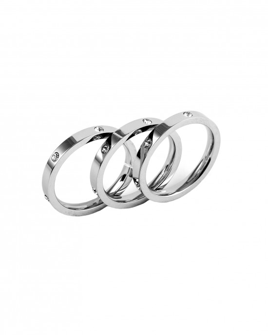 Women's silver steel rings with strass AJ(DK0003A)