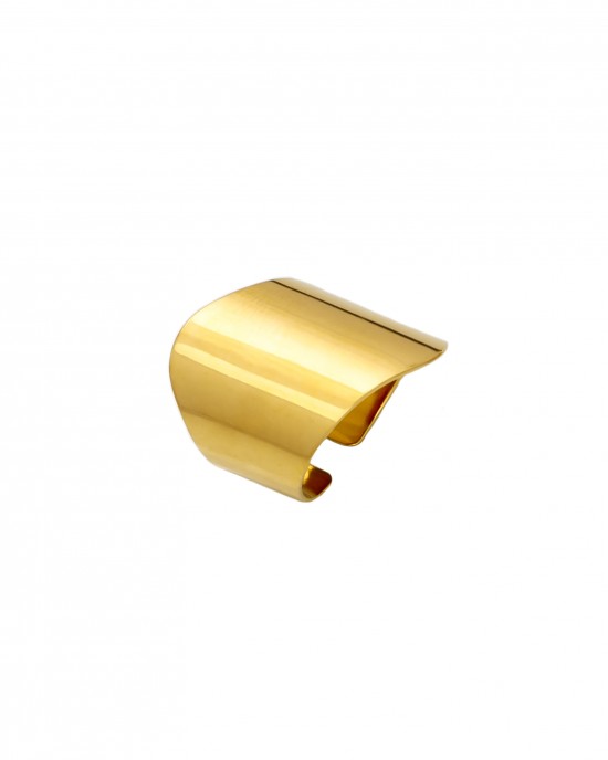 Δαχτυλίδι Γυναικείο Σεβαλιέ από Ατσάλι σε Κίτρινο Χρυσό AJ(DKS0027X)