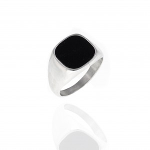 Men's Stainless Steel Ring with Stone in Silver AJ (DKS0096)