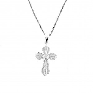 Silver 925 Cross Necklace Women's Filigran in Silver Color AJ (KA0006A)
