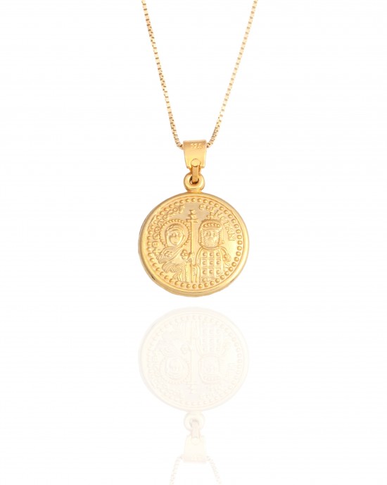 Ασημένιο 925 Κολιέ- Κωνσταντινάτο με Αλυσίδα σε Χρυσό AJ(KA0013K)