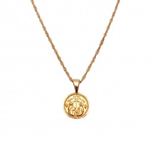 Silver 925 Necklace - Constantine with Chain in Yellow Gold AJ (KA0024K)