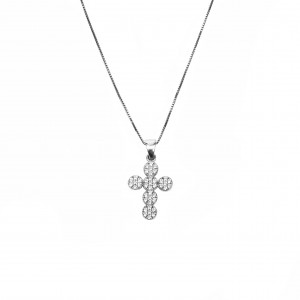 Cross Necklace Pure Silver 925 with Zirconia in Silver Color AJ (KA0049)