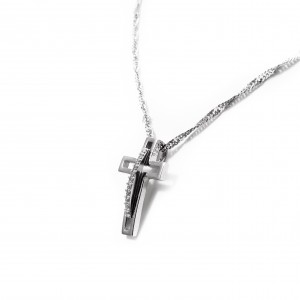 Silver Cross necklace 925 Women with Zircon in Silver Color AJ (KA0057A)