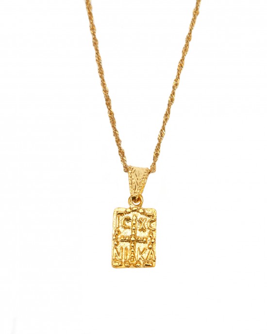 Ασημένιο 925-Κολιέ- Κωνσταντινάτο σε Κίτρινο Χρυσό AJ(KA0060X)