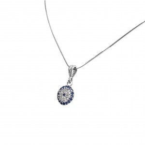 Silver 925-Platinum Women's Necklace Purpose- Eye with Zircon Stones in Silver Color AJ (KA0075A)