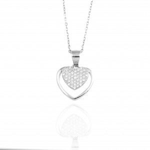   Sterling Silver 925 Necklace-Heart in Color Silver AJ(KA0081A)