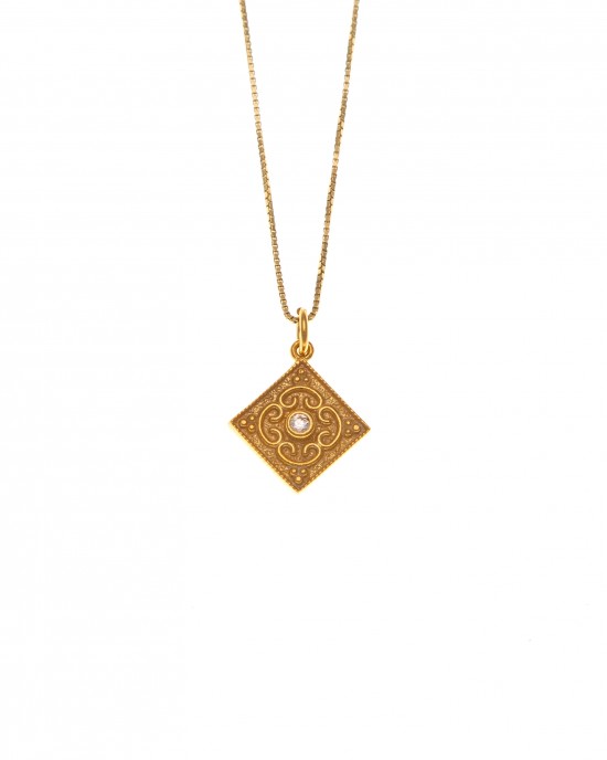  Necklace Women Silver 925-Byzantine in Yellow Gold AJ (KA0103X)