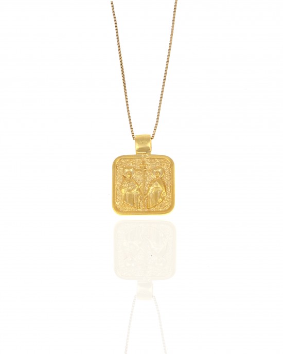 Ασημένιο 925-Κολιέ Κωνσταντίνο με Πέτρες σε Χρυσό AJ(KA0107X) 