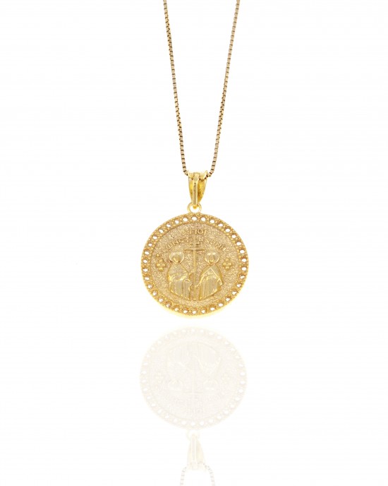 Ασημένιο 925-Κολιέ Κωνσταντίνο με Αλυσίδα σε Χρυσό AJ(KA0108X) 