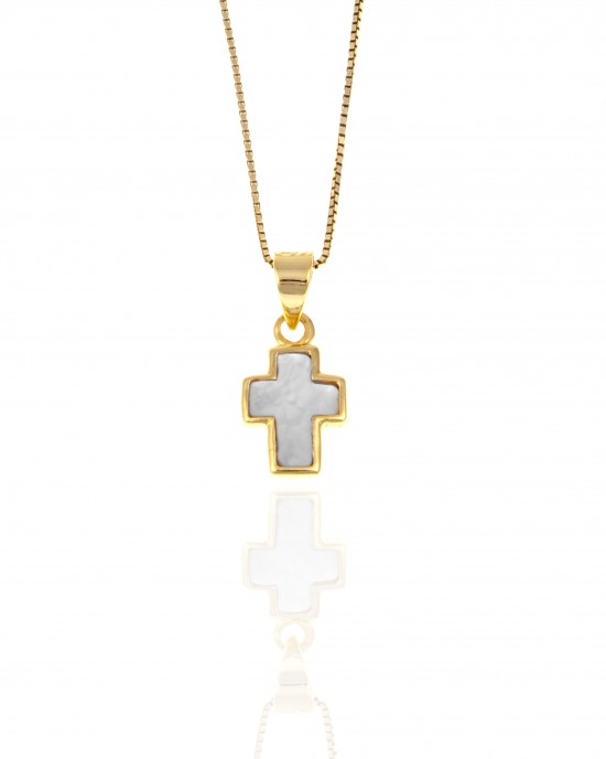 Ασημένιο 925 Σταυρός με Αλυσίδα σε Χρυσό AJ(KA0113X)