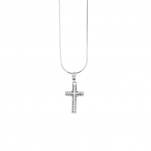 Γυναικείος Σταυρός από Ασήμι 925 με Πέτρες AJ(KA0123A)