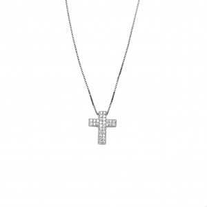 Ασημένιος 925 Σταυρός Γυναικείος -με Αλυσίδα σε Ασημί AJ(KA0141A)