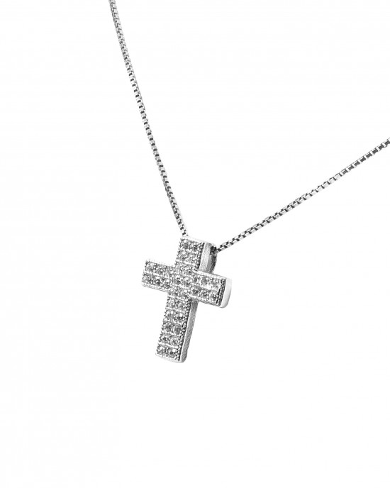 Ασημένιος 925 Σταυρός Γυναικείος -με Αλυσίδα σε Ασημί AJ(KA0141A)