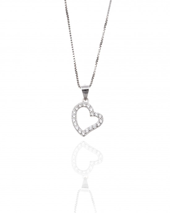 Silver-925 Women Heart Necklace with Chain in Silver AJ (KA0146A)