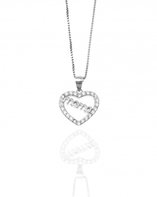 Sterling Silver-925 Heart-Necklace with Chain in Silver AJ (KA0147A)