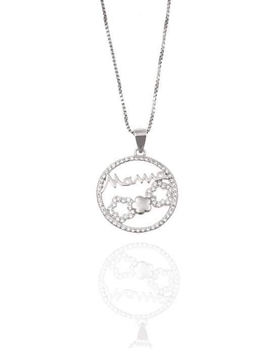 Sterling Silver-925-Necklace with Chain in Silver AJ (KA0148A)