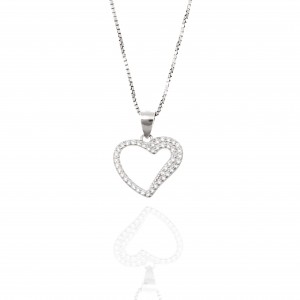 Silver-925 Heart Necklace with Chain in Silver AJ (KA0149A)
