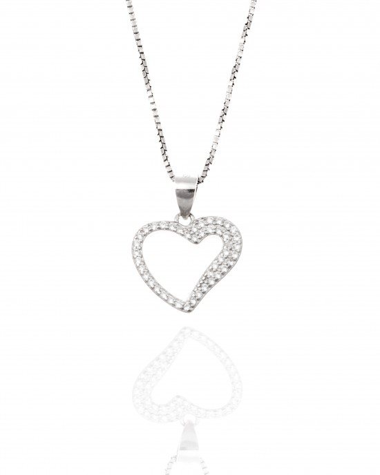 Silver-925 Heart Necklace with Chain in Silver AJ (KA0149A)