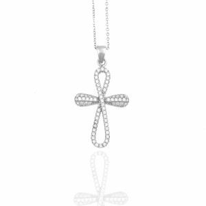 Ασημένιος 925 Γυναικείος Σταυρός με Αλυσίδα σε Ασημί AJ(KA0160A)